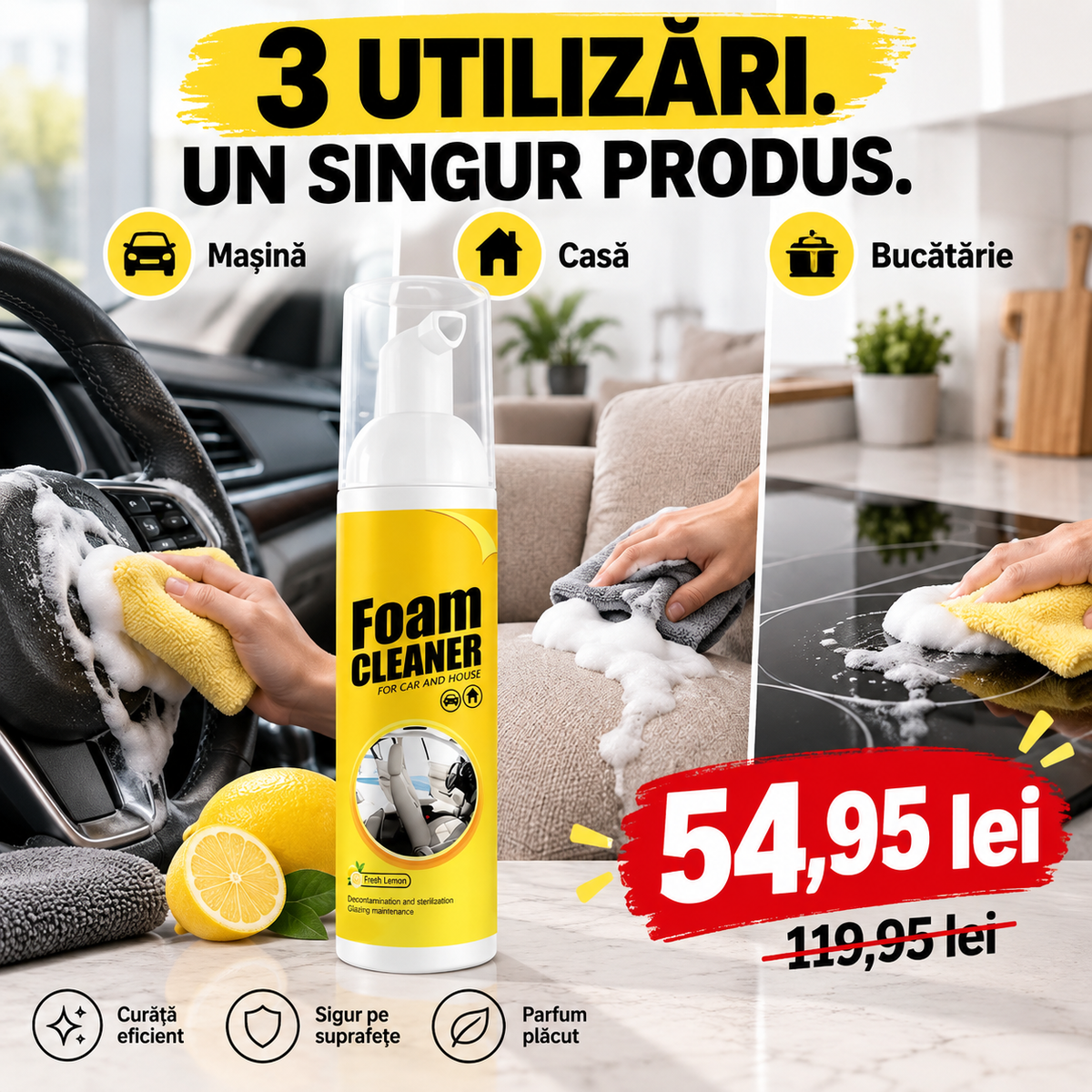 Spumă de Curățat 2 în 1 pentru Mașină și Locuință